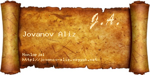 Jovanov Aliz névjegykártya